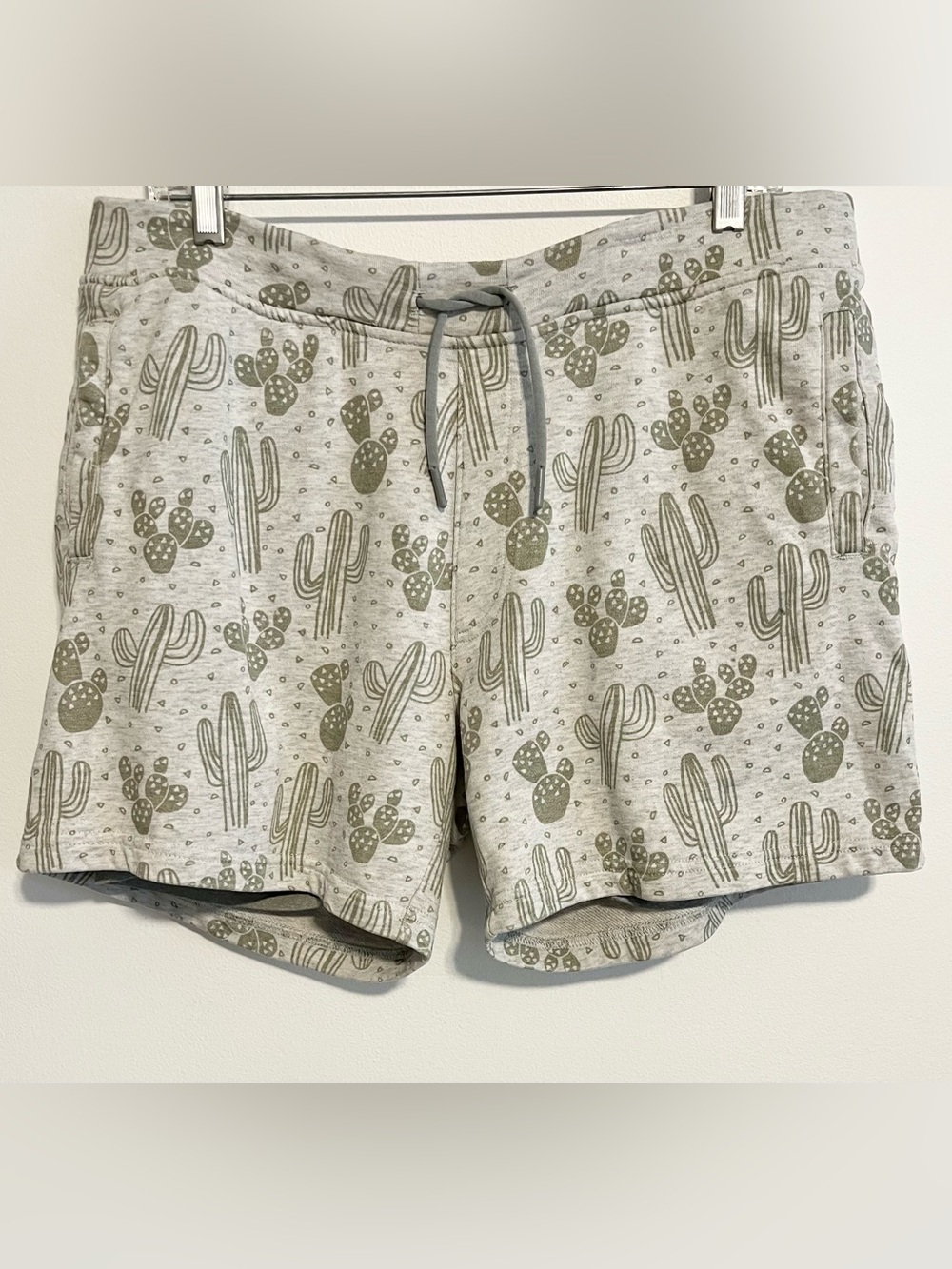 Chubbies Casual Shorts Gray with Green Cactus Print. Built in Boxer Briefs. Sz L
